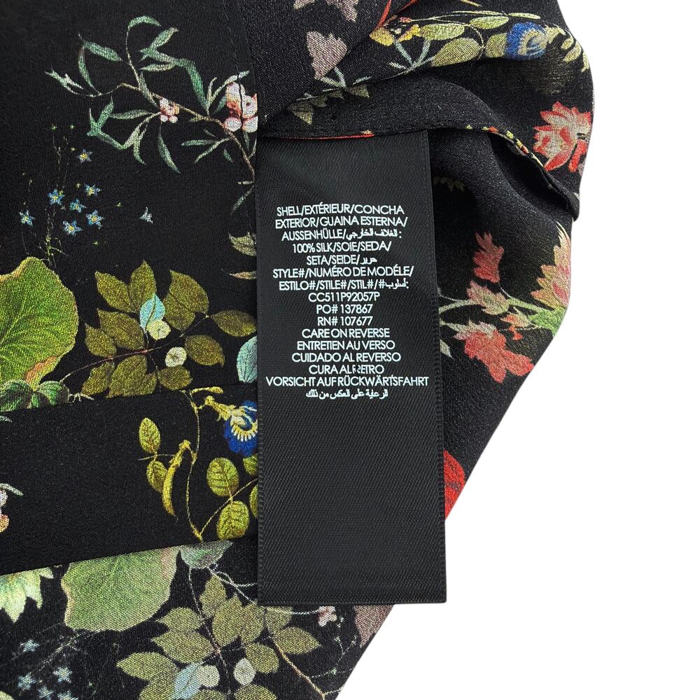 ALICE+OLIVIA Floral Ruffle Blouse in Blush Kiss Black S - Picture 6 of 9